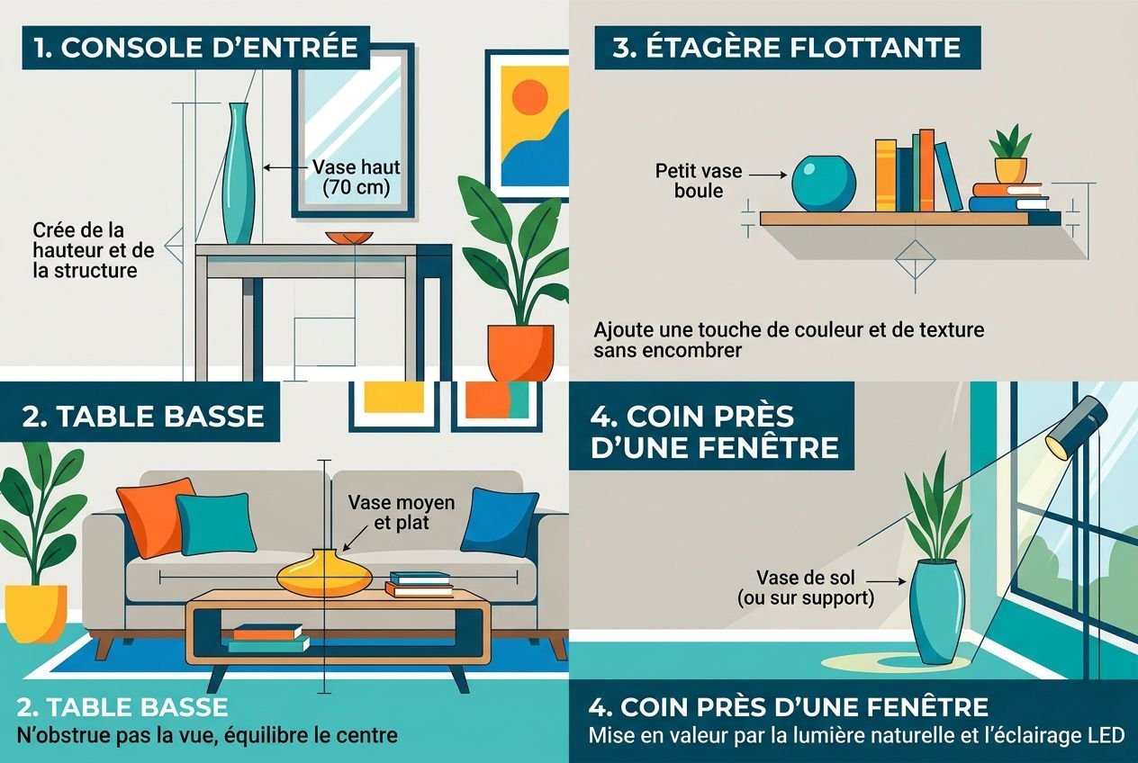 Guide des emplacements de vases dans un salon